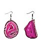 Pink Agate Geode Dangle Earrings
