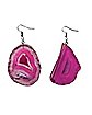 Pink Agate Geode Dangle Earrings