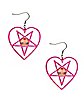Pink Doll Face Heart Dangle Earrings