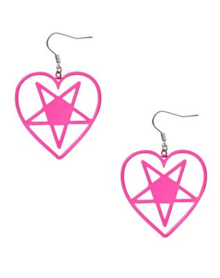 Pink Doll Face Heart Dangle Earrings