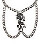 Silvertone Double Drop Chain Dragon Choker Necklace