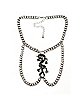 Silvertone Double Drop Chain Dragon Choker Necklace