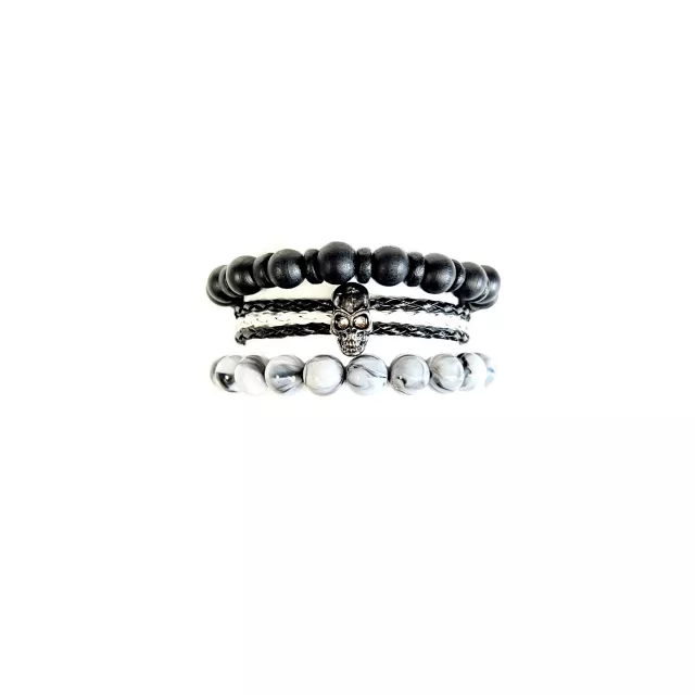Multi-Pack Bead and Skull Bracelets - 3 Pack at Spencer's