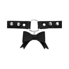 Black Bow O-Ring Spike Choker Necklace at Spencer's