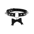 Black Bow O-Ring Spike Choker Necklace at Spencer's