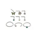 Multi-Pack Iridescent CZ Butterfly L-Bend Nose Pins 9 Pack - 20 Gauge at Spencer's