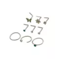 Multi-Pack Iridescent CZ Butterfly L-Bend Nose Pins 9 Pack - 20 Gauge at Spencer's