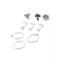 Multi-Pack CZ Mushroom Flower Hoop Nose Rings and L-Bend Nose Rings 9 Pack - 20 Gauge at Spencer's