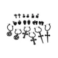 Multi-Pack Black Sword Cross Spike Pentagram Bow Earrings - 9 Pack at Spencer's