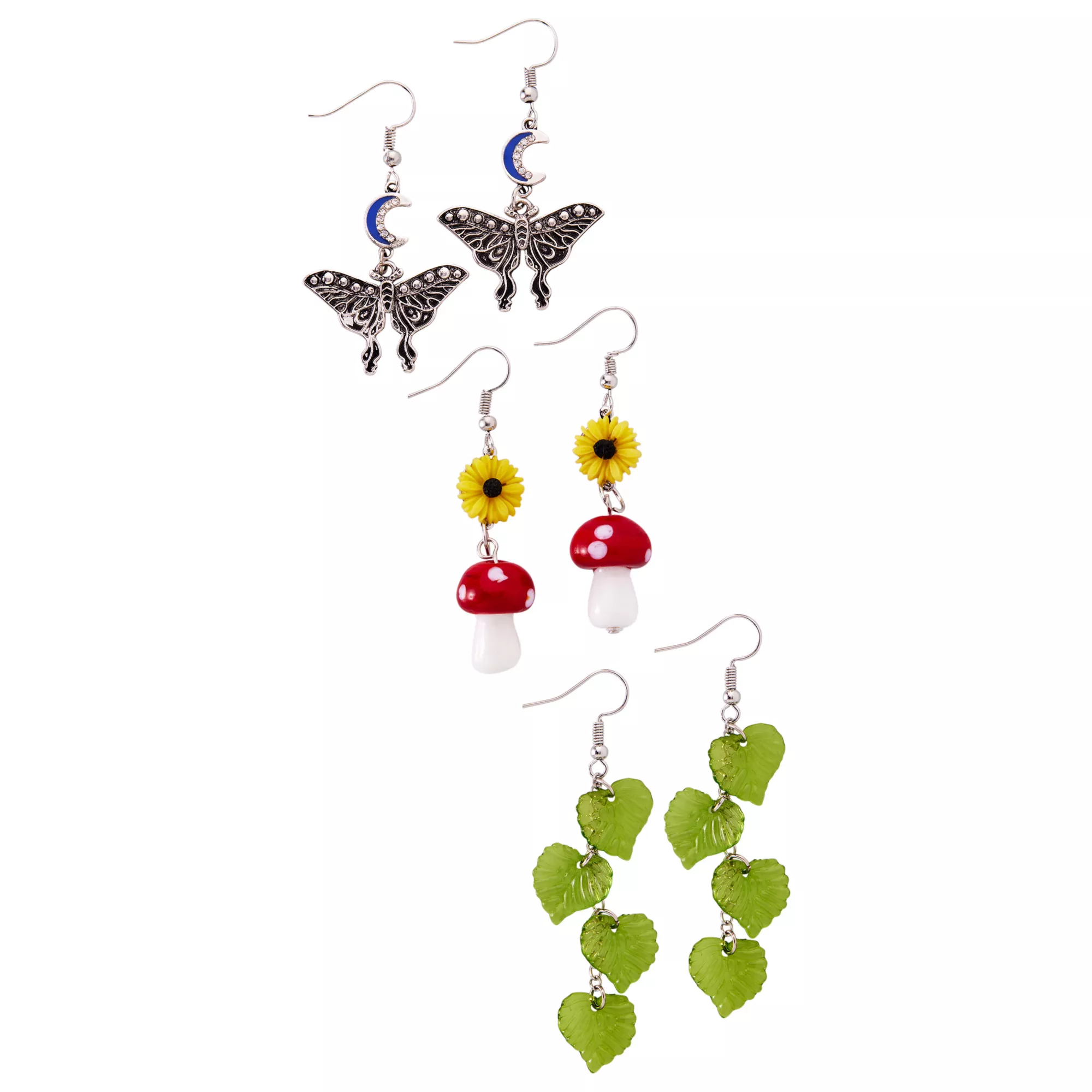 Multi-Pack Cottagecore Mushroom Leaves Dangle Earrings - 3 Pack at Spencer's