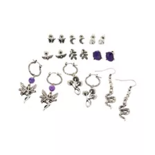 Multi-Pack Purple Fairy Snake Crystal Earrings - 9 Pack at Spencer's