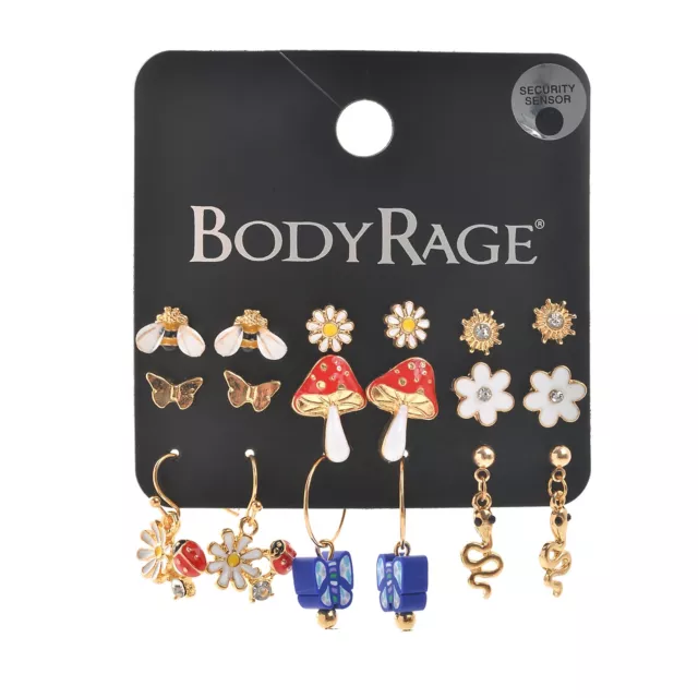 Multi-Pack Mushroom Snake Butterfly Assorted Earrings - 9 Pack at Spencer's