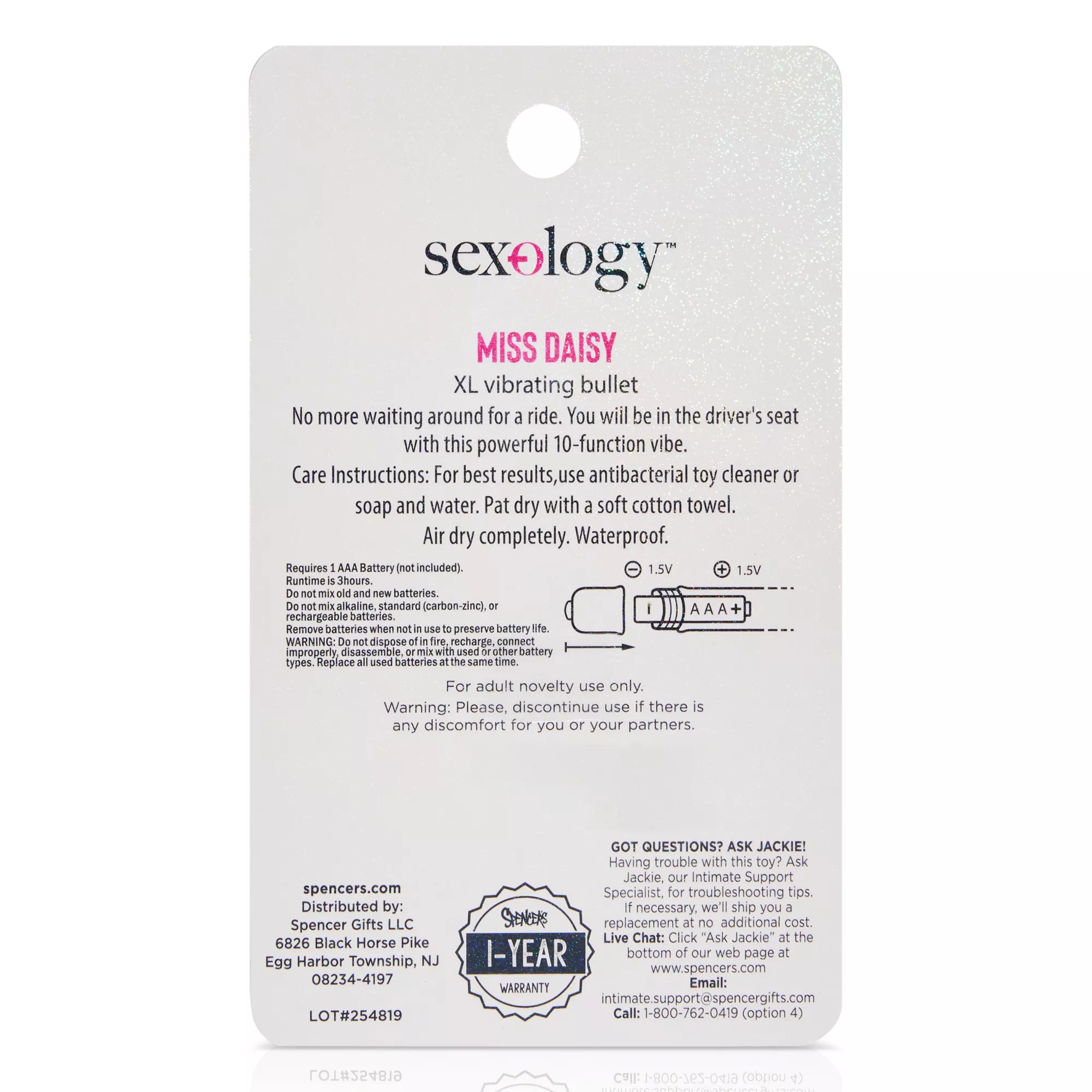 Miss Daisy 10-Function Waterproof Bullet Vibrator 3.25 Inch - Sexology at Spencer's