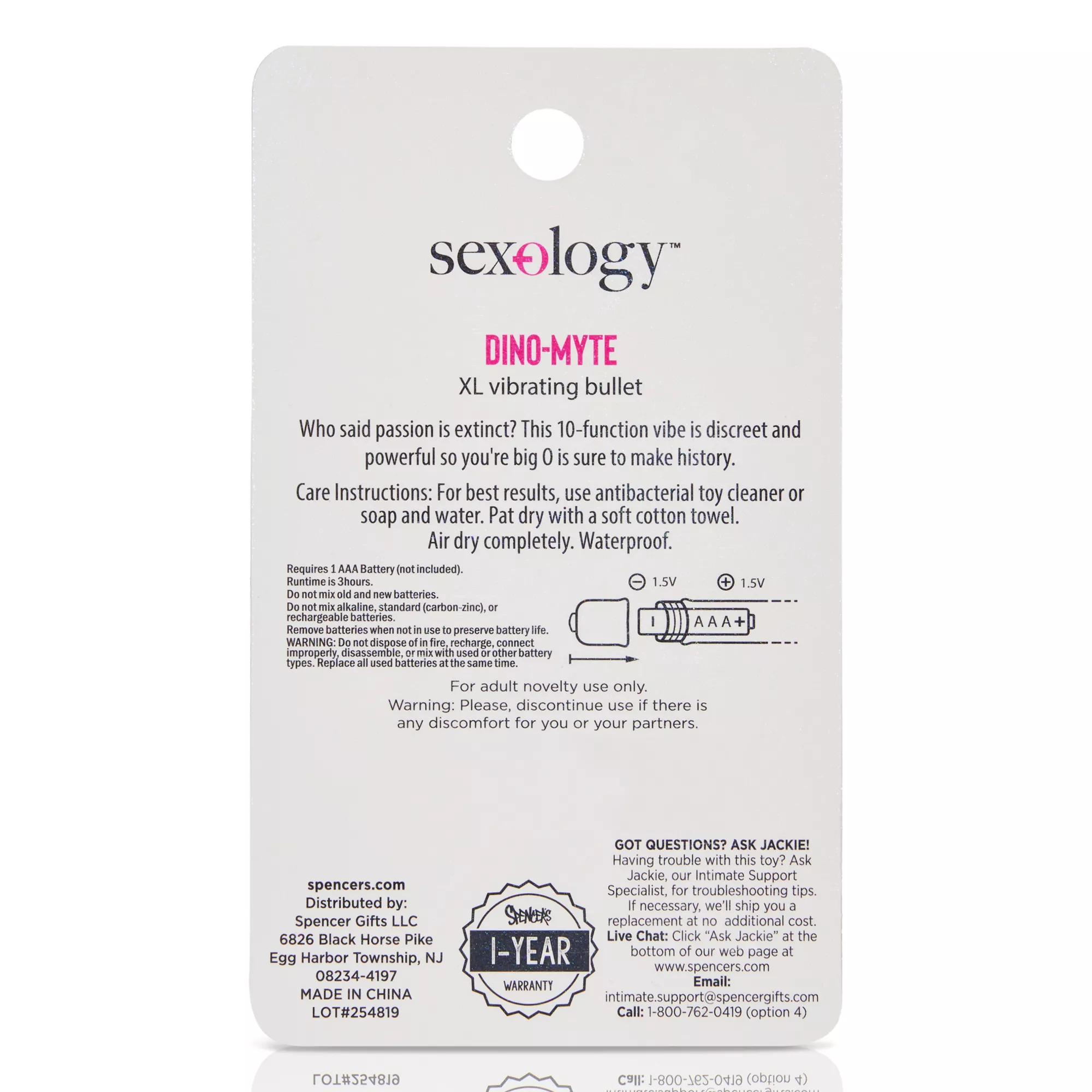 Dino-myte 10-Function Waterproof Bullet Vibrator 3.25 Inch - Sexology at Spencer's