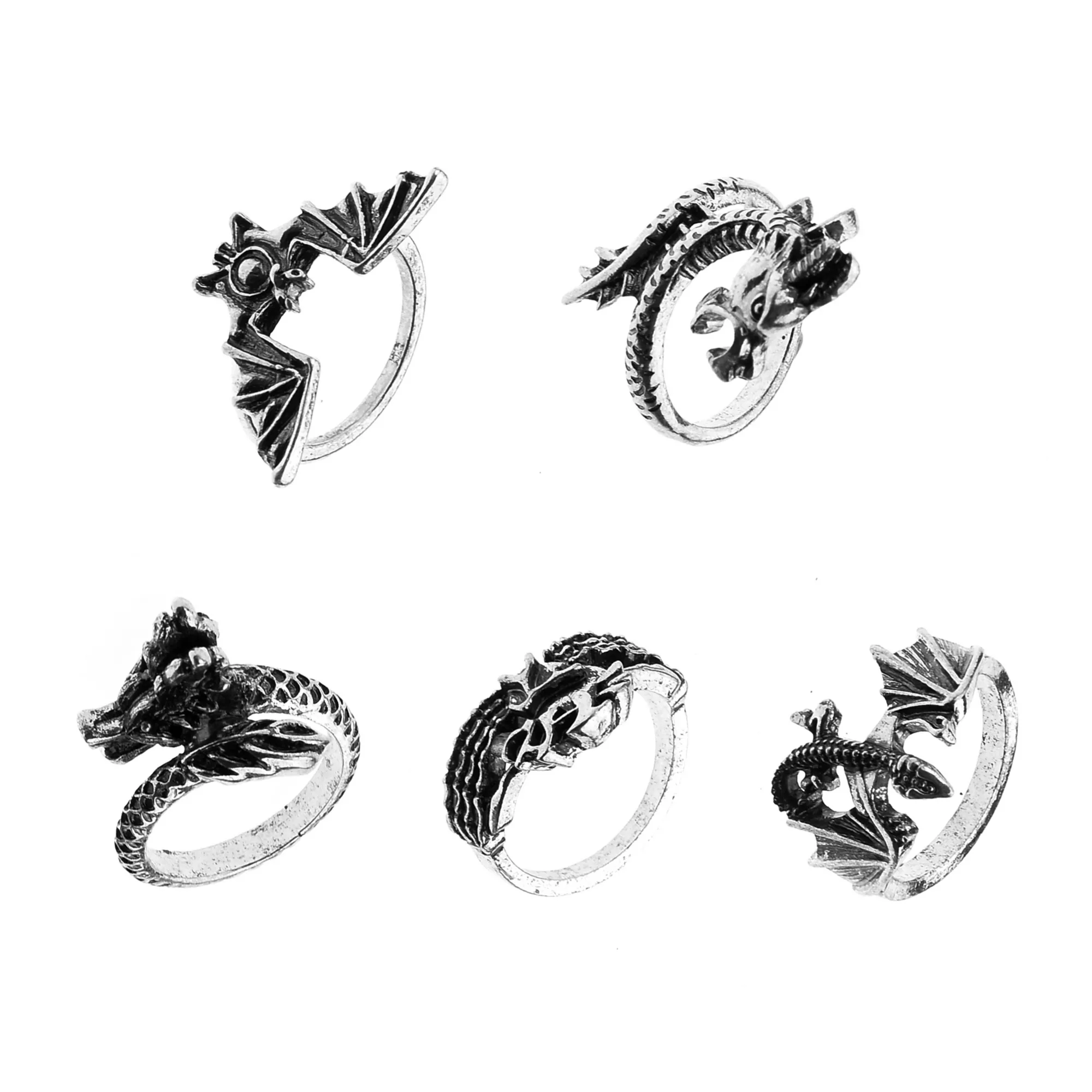Multi-Pack Dragons Bat Skull Rings - 5 Pack at Spencer's