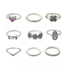 Multi-Pack Lotus Flower Ring Set - 9 Pack at Spencer's