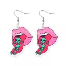 Lips Alien on Tongue Dangle Earrings at Spencer's