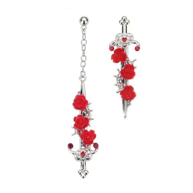 Inverted Dagger Rose Dangle Earrings at Spencer's