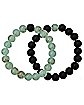 Mint Green and Black Long Distance Beaded Bracelets - 2 Pack