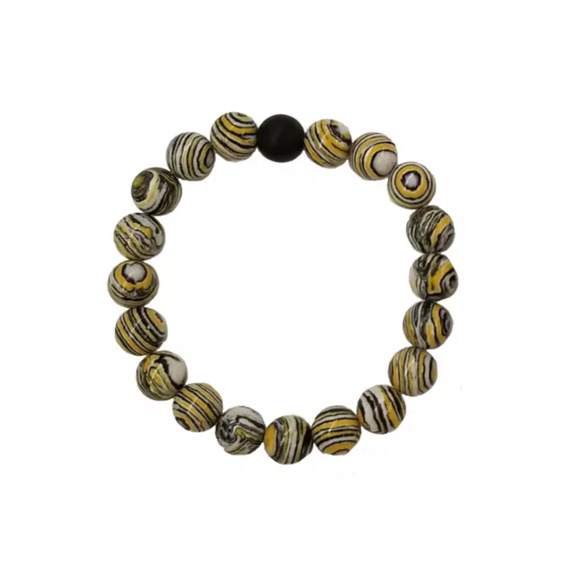Yellow Swirl and Black Long Distance Beaded Bracelets - 2 Pack at Spencer's
