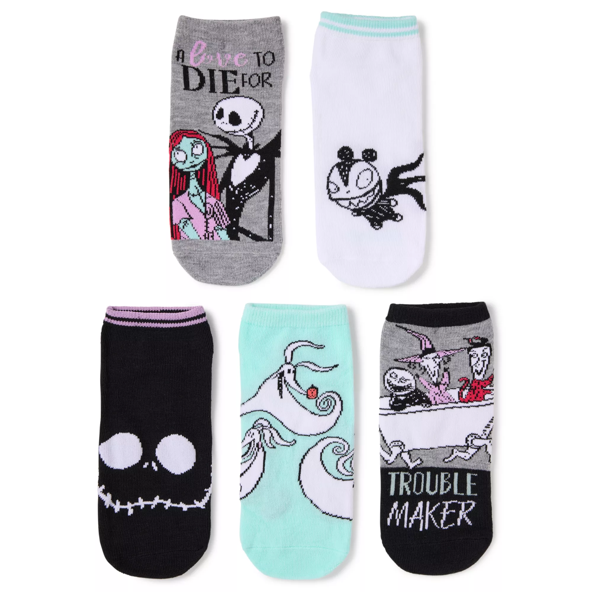 The Nightmare Before Christmas Pastel Ankle Socks - 5 Pack at Spencer's
