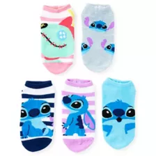 Multi-Pack Cute Stitch No Show Socks 5 Pack - Lilo & Stitch at Spencer's