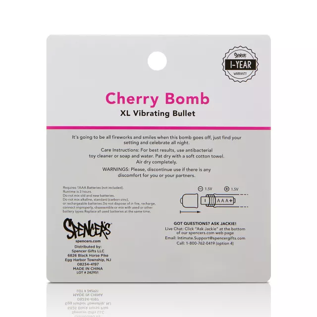 Cherry Bomb 10-Function Waterproof XL Bullet Vibrator 3.25 Inch - Sexology  - Spencer's