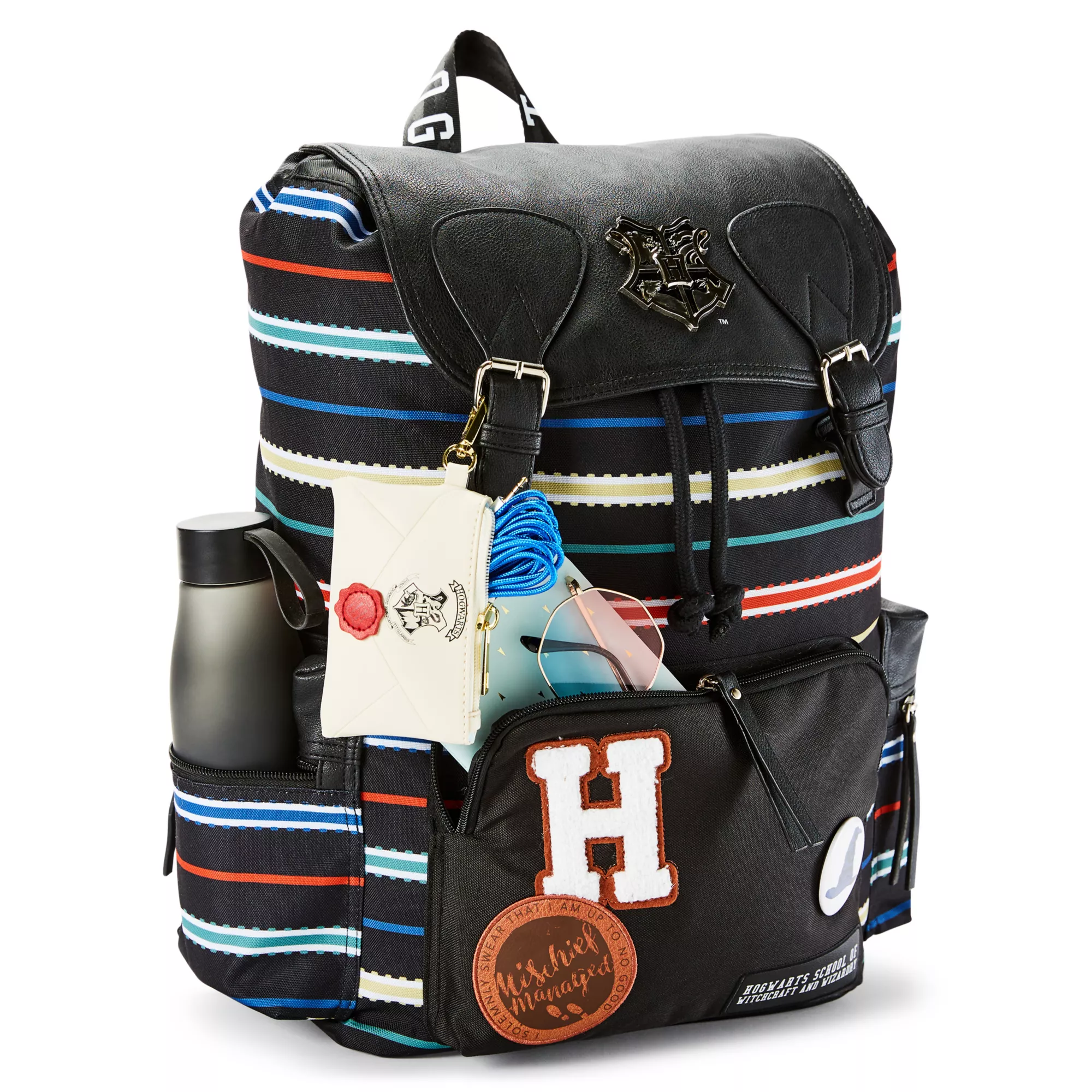 Black Striped Harry Potter Rucksack Backpack at Spencer's