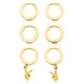 Goldtone CZ Playboy Bunny Hoop Huggie Dangle Earrings - 3 Pack at Spencer's