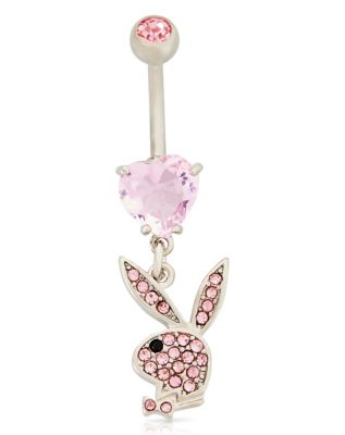 CZ Playboy Bunny Dangle Belly Ring - 14 Gauge - Spencer's