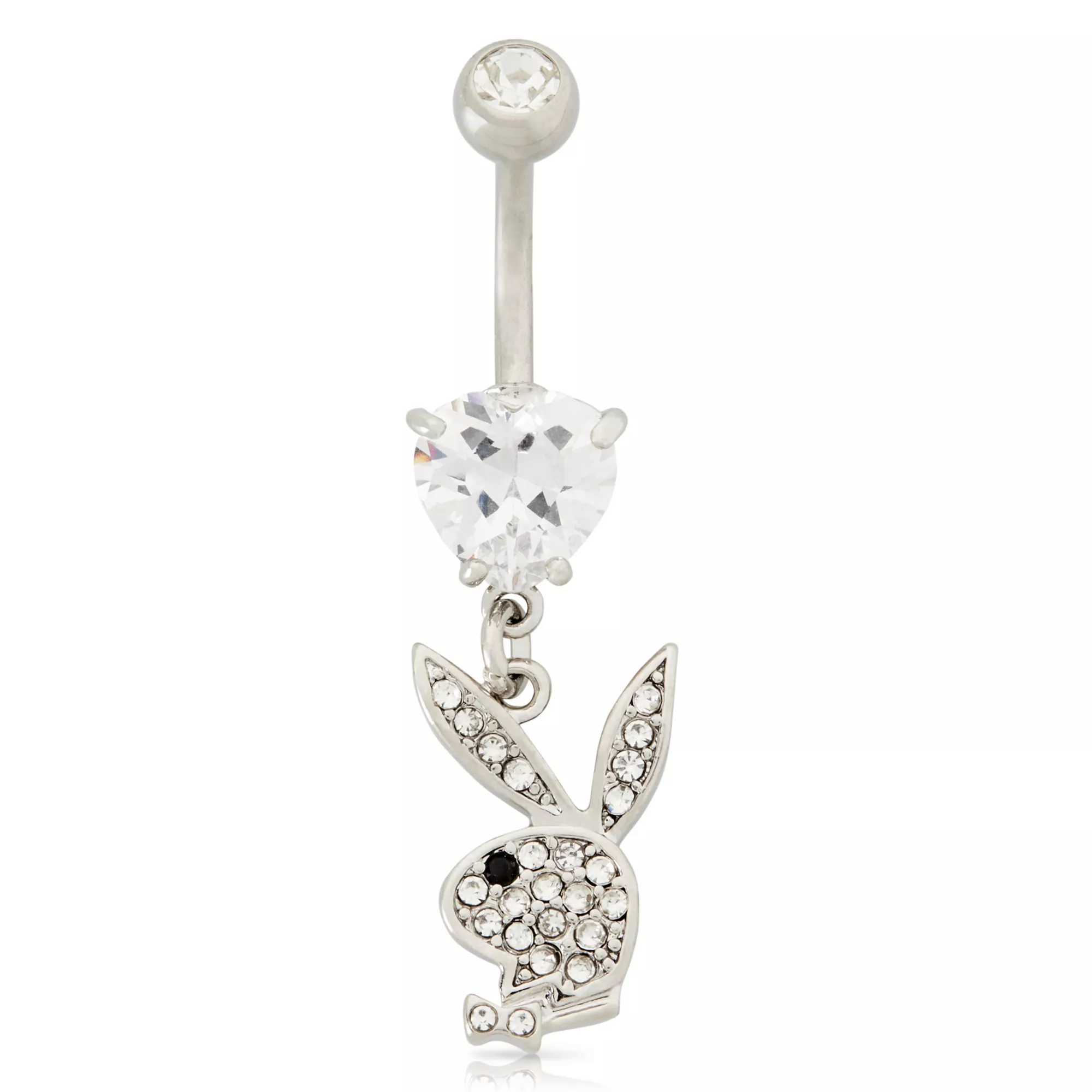 CZ Playboy Bunny Dangle Belly Ring - 14 Gauge at Spencer's