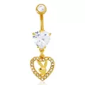 Goldtone CZ Playboy Bunny Heart Dangle Belly Ring - 14 Gauge at Spencer's