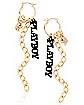 Goldtone Playboy Chain Dangle Earrings