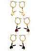Multi-Pack CZ Playboy Bunny Black Goldtone and Red Dangle Earrings - 3 Pair