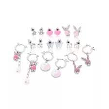 Multi-Pack Pink Playboy Bunny Assorted Earrings - 9 Pack at Spencer's