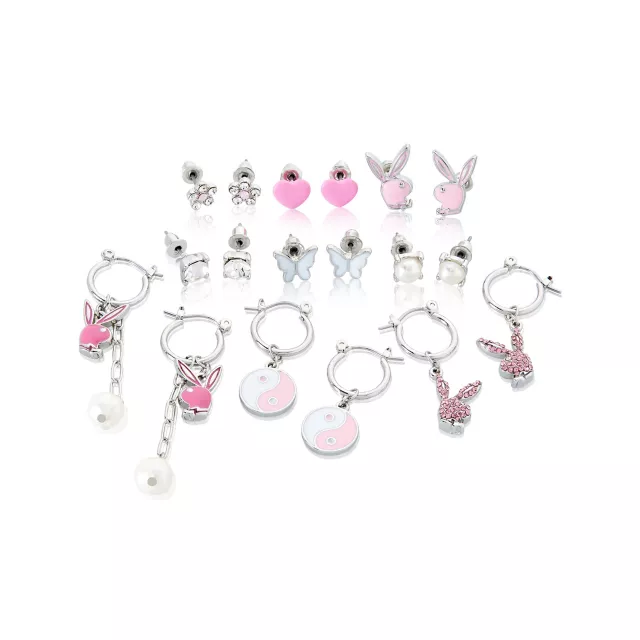 Multi-Pack Pink Playboy Bunny Assorted Earrings - 9 Pack at Spencer's