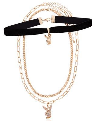 Multi-Pack CZ Playboy Goldtone Choker Necklaces - 3 Pack