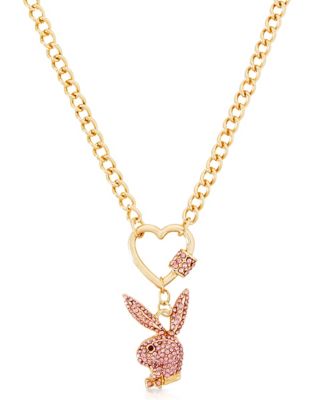 Goldtone Pink Playboy Bunny Chain Necklace