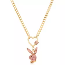 Goldtone Pink Playboy Bunny Chain Necklace at Spencer's