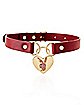 Maroon Playboy Bunny Heart Locket Choker Necklace