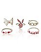 Multi-Pack CZ Playboy Bunny Heart Rings - 5 Pack