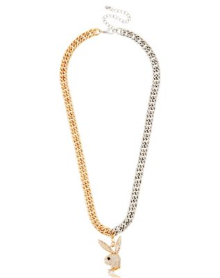 CZ Silvertone and Goldtone Playboy Bunny Chain