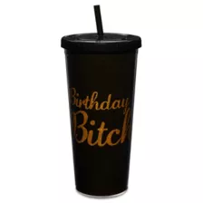 Black Birthday Bitch Cup with Straw - 20 oz. at Spencer's