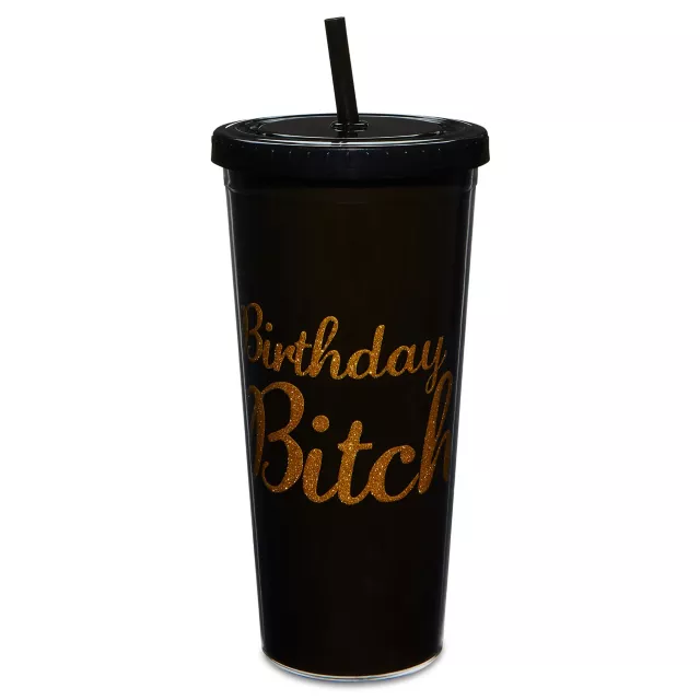 Black Birthday Bitch Cup with Straw - 20 oz. at Spencer's