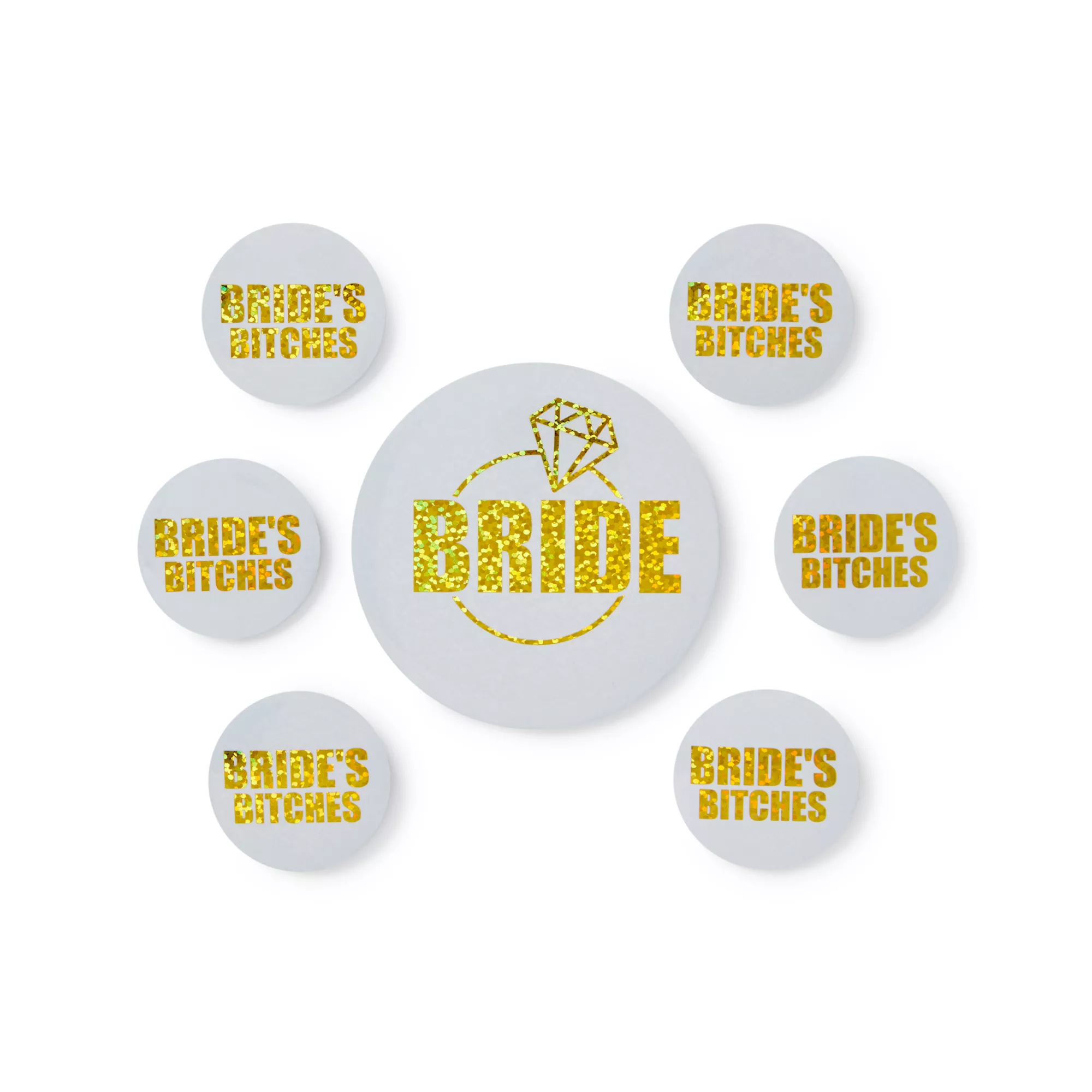 Bachelorette Bitches Party Pins - 7 Pack at Spencer's