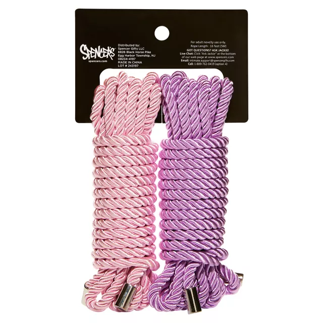 Pink and Purple Silky Shackles Bondage Rope 2 Pack - Pleasure Bound at Spencer's