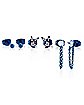 Multi-Pack CZ Blue Playboy Bunny Stud and Dangle Earrings - 3 Pair