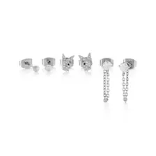 Multi-Pack CZ Playboy Bunny Stud and Stud Dangle Earrings 3 Pack at Spencer's