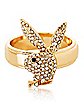 Multi-Pack Playboy Bunny CZ Black and Goldtone Rings - 5 Pack