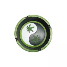 Molded Weed Leaf Yin Yang Ashtray at Spencer's